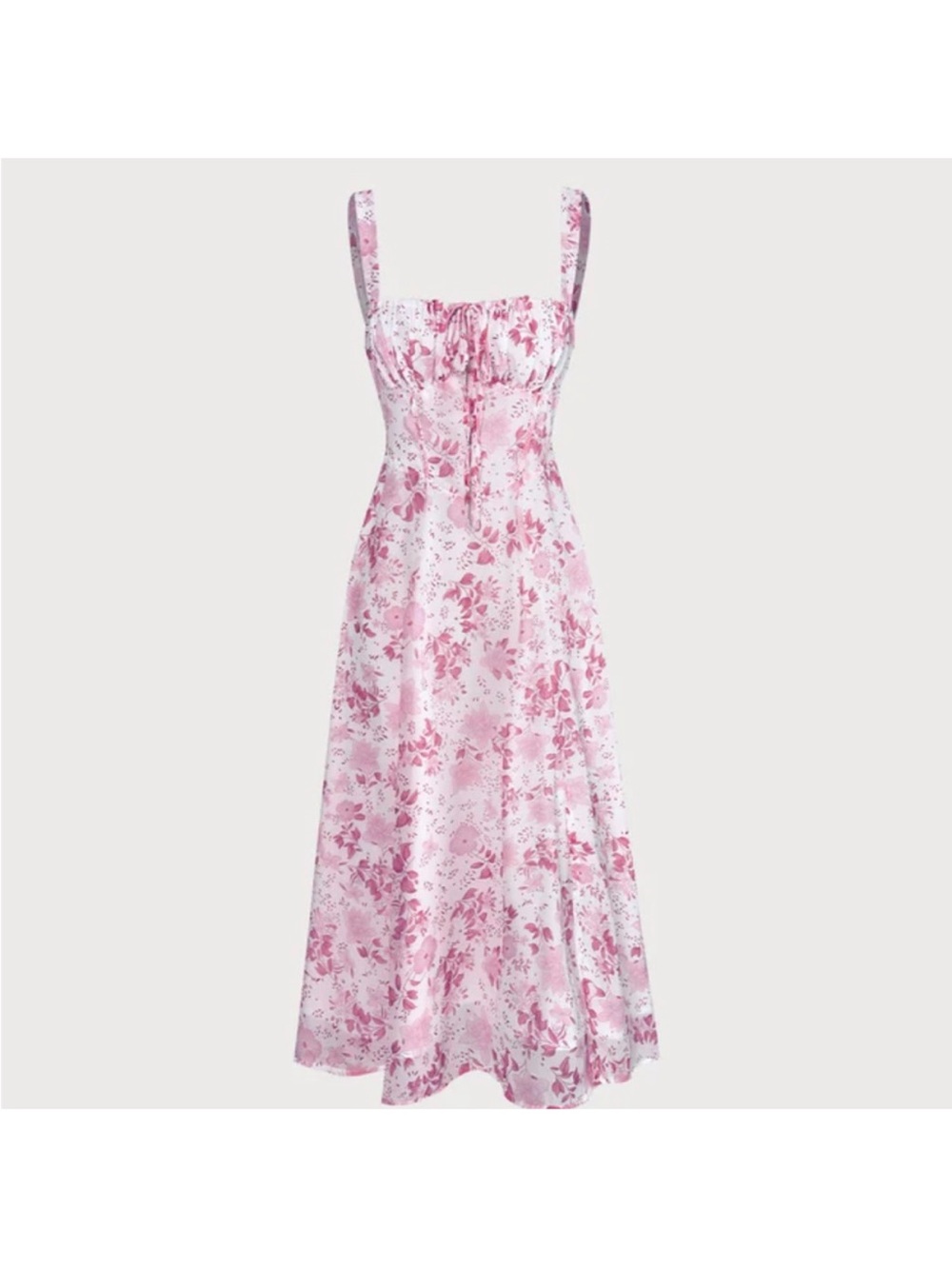 RIHOAS Pink Floral Square-Neck Midi Dress - Picture 6 of 10